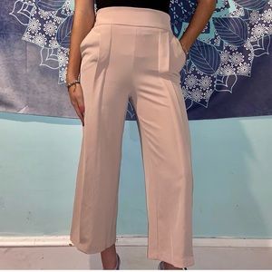 Nude pink ZARA flowy high rise business pants